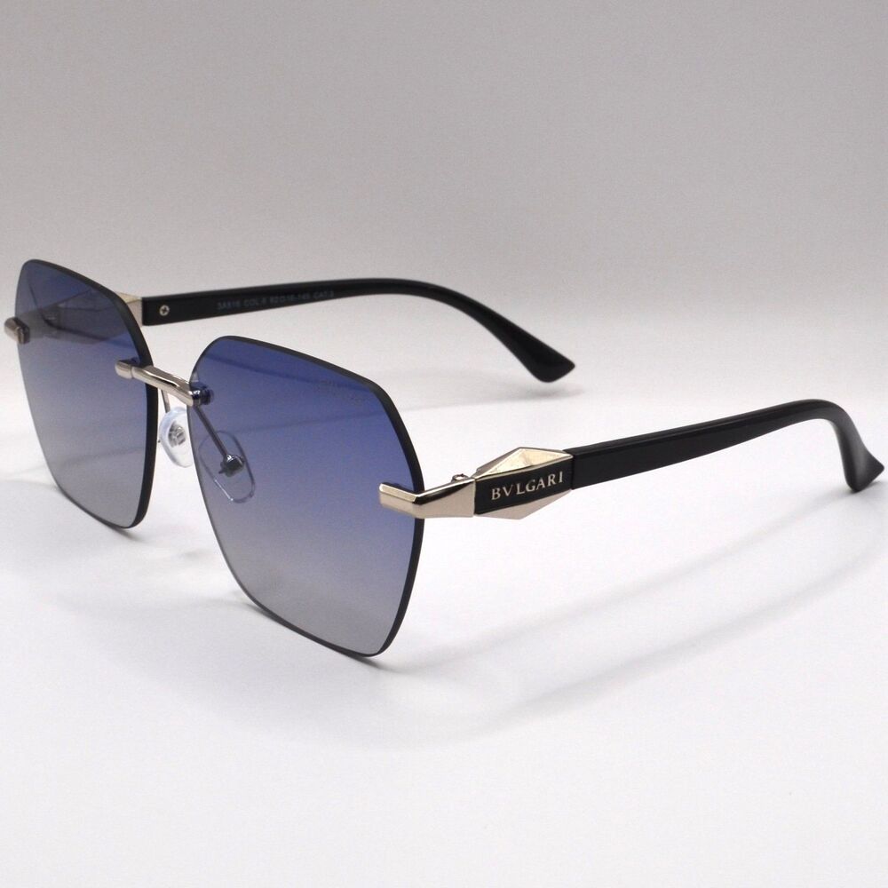 BVLGARI Women’s Rimless Oversized Sunglasses – Black/Blue Grey – 62-16-145